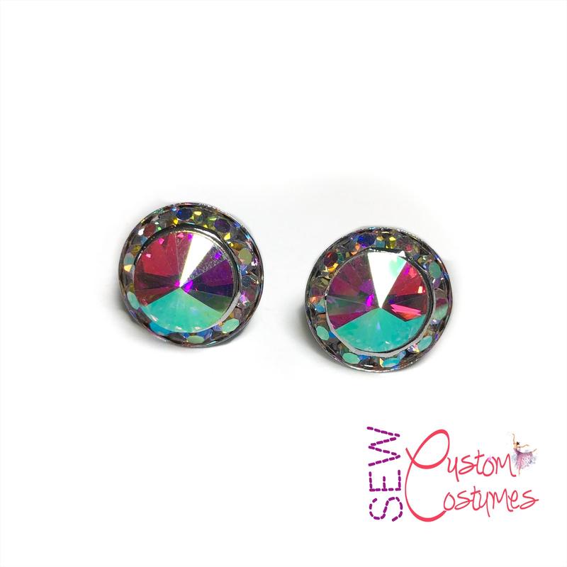 Crystal AB 15mm- Pierced Earrings