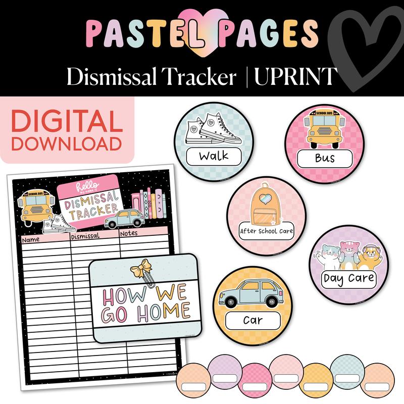 Printable Boho Pastel Dismissal Tracker | Pastel Pages